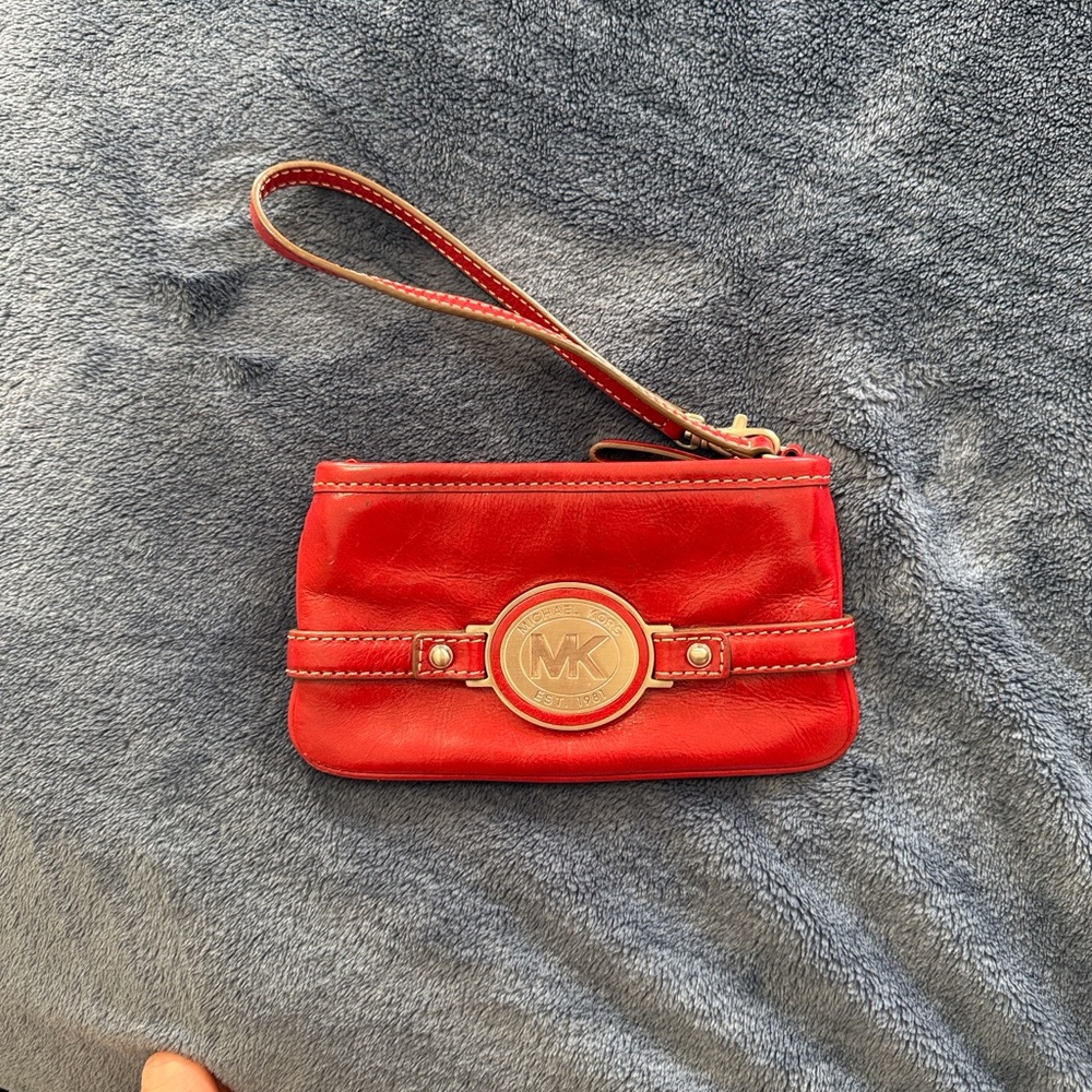 Michael Kors Cherry Red Wristlet with Silver Logo - Picture 2 of 16